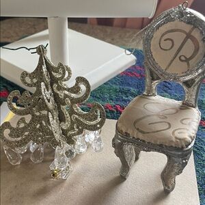 Elegant Silver and Gold Doll furniture for Holiday or Ornament Set